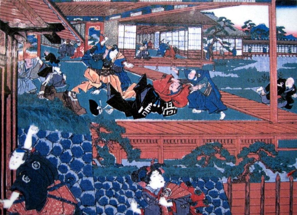 Chūshingura, depicting the assault of Kira Yoshinaka by Asano Naganori.