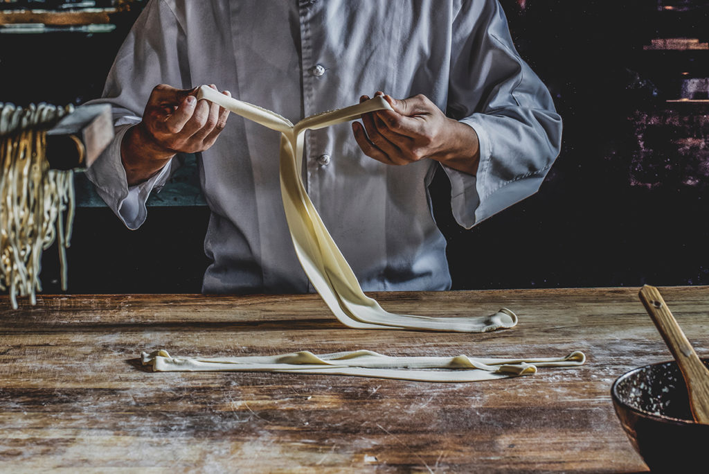 Chef making ramen noodles